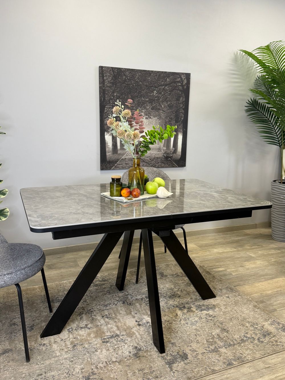 Стол DL1300 черный/керамика серая глянец