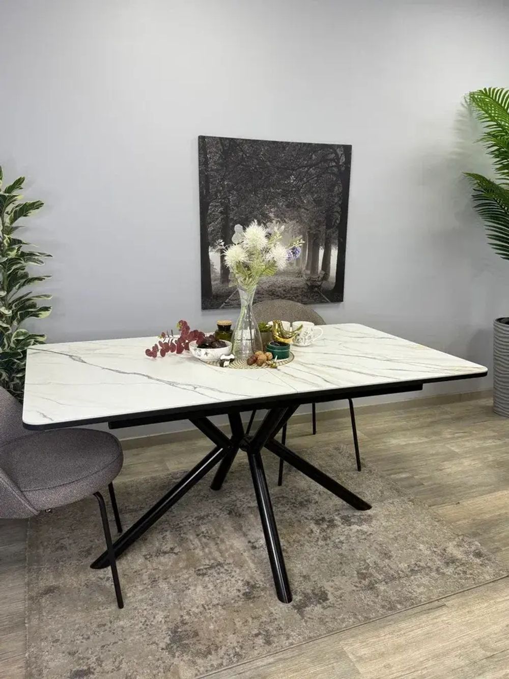 Стол KENNER DM1550 черный/керамика золотая