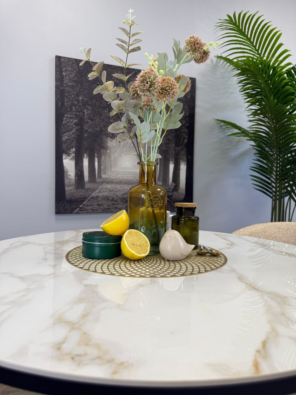 Стол Kenner LD900, черный/керамика мрамор белый глянец