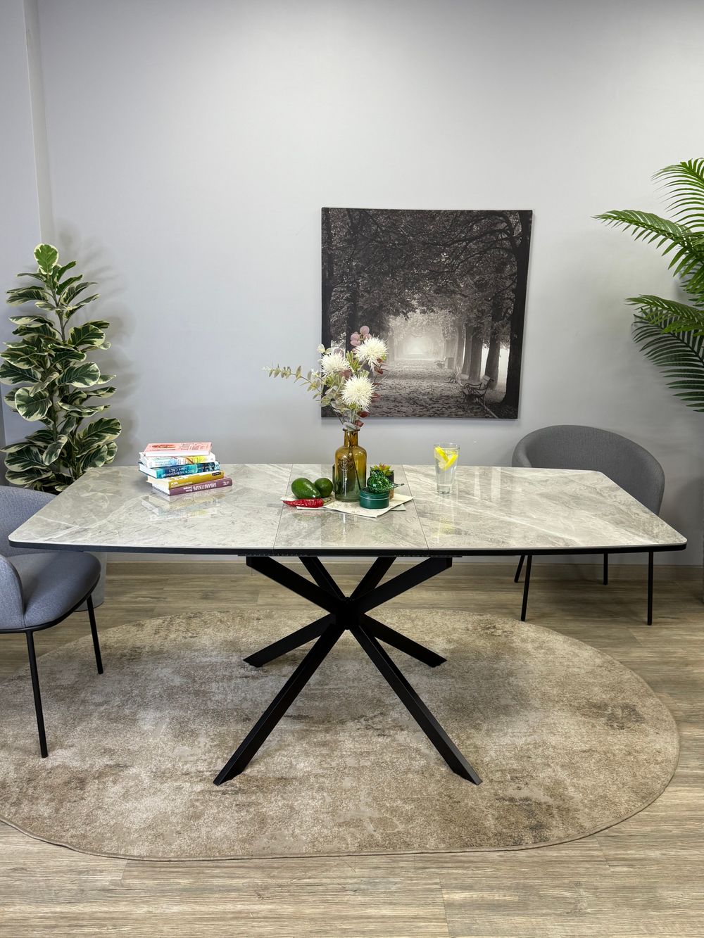 Стол KENNER BR1400 черный/керамика серая