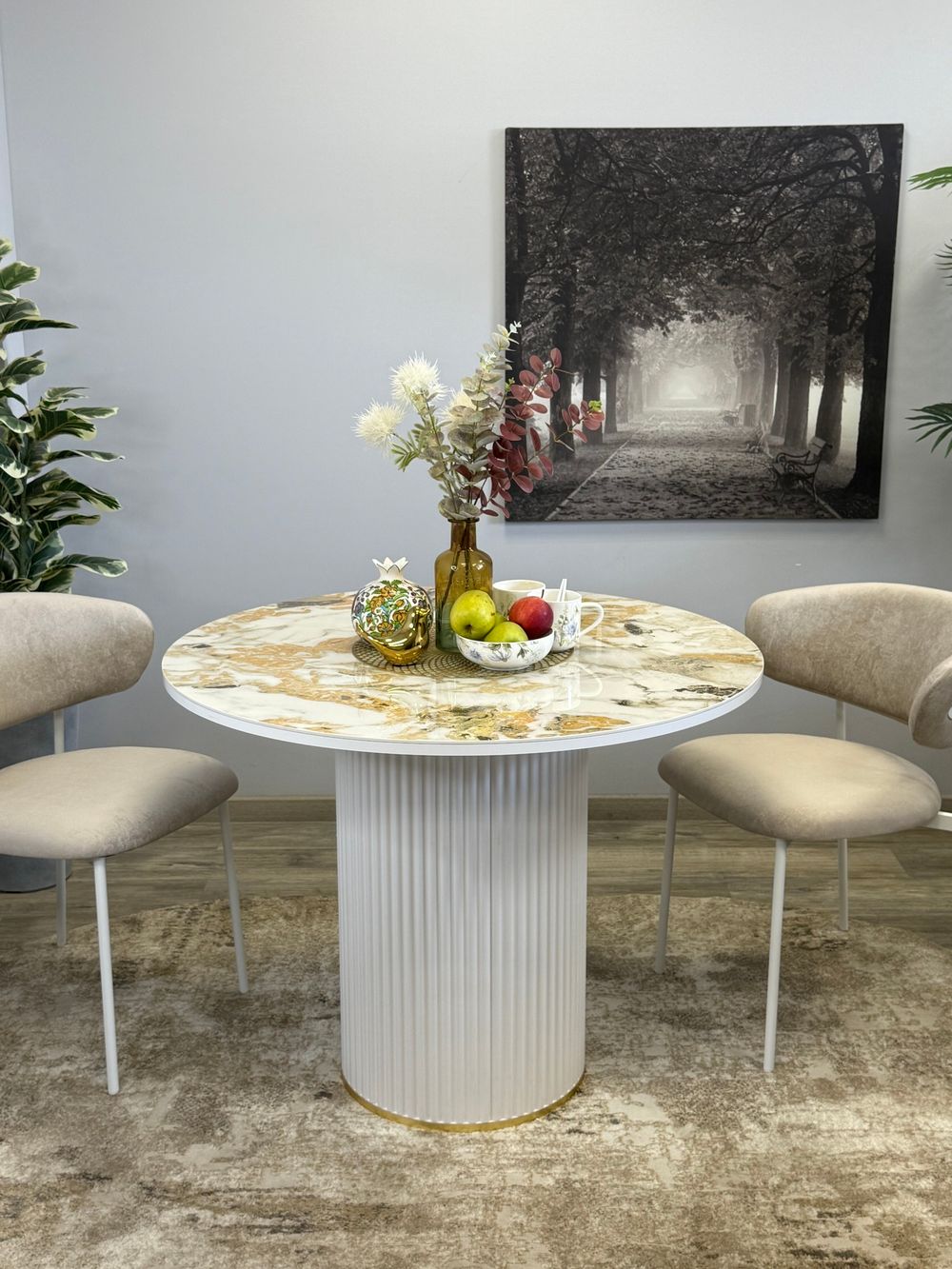 Стол KENNER LD1000 белый/керамика мрамор золотой глянец