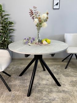 Стол KENNER AR1000 черный/мрамор светло-серый