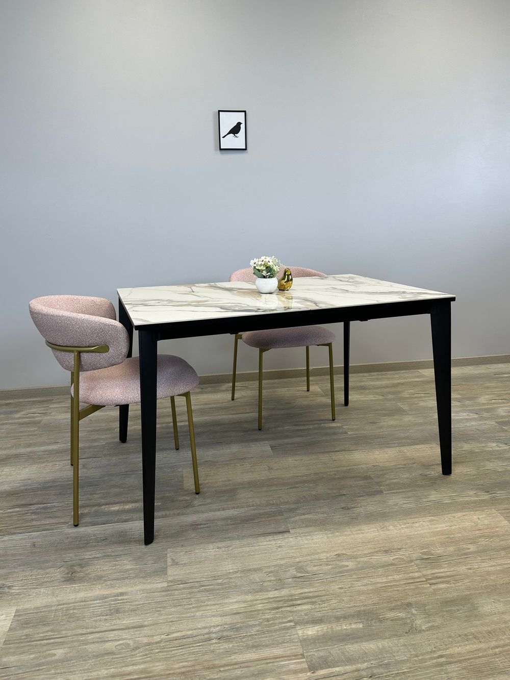 Стол KENNER KR1200 черный/керамика мрамор золотой глянец