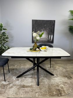 Стол KENNER DF1550 черный/керамика белая глянец