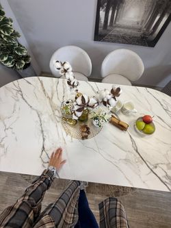 Стол KENNER LD2000 белый/керамика мрамор золотой