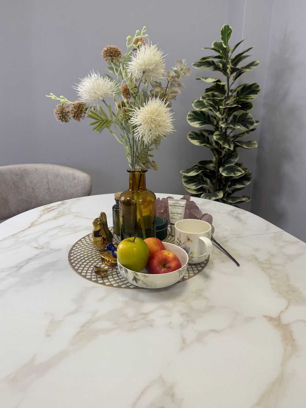 Стол Kenner R1100s, белый/керамика мрамор белый глянец