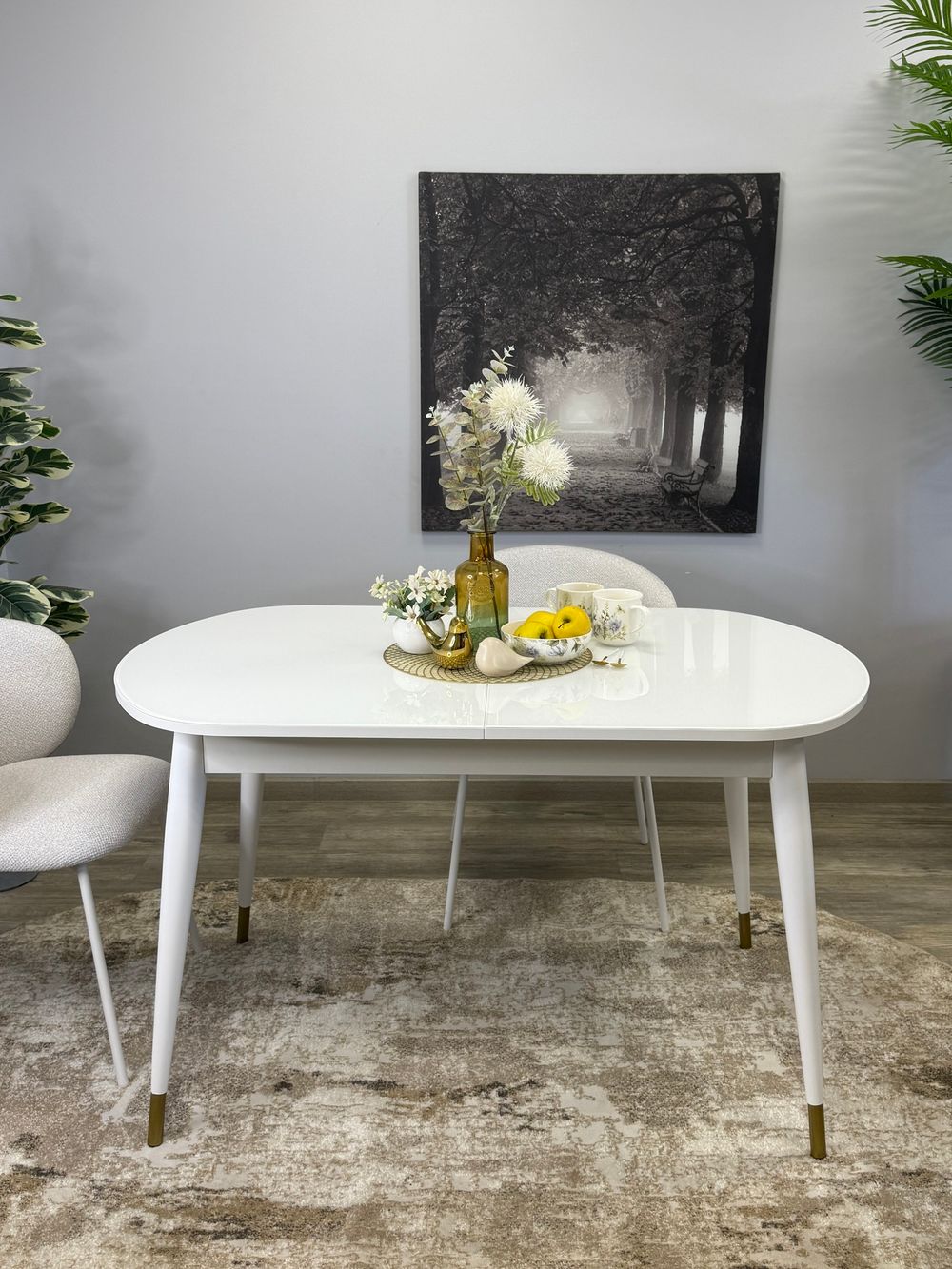 Стол KENNER 1300K белый/стекло белое глянец