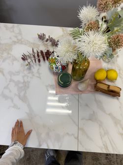 Стол DL1600 черный/керамика белая глянец