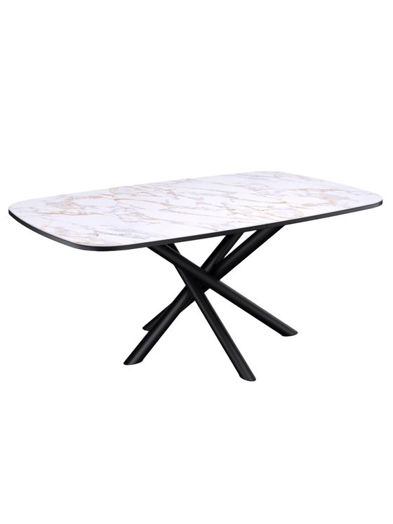 Стол KENNER DF1550 черный/керамика белая глянец