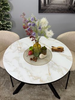 Стол KENNER RR900 черный/керамика мрамор белый глянец