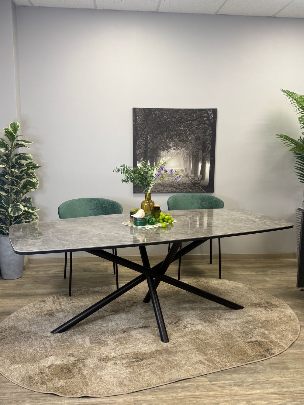 Стол KENNER DF2000 черный/керамика белая глянец