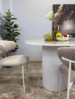 Стол KENNER LD1000 белый/керамика мрамор золотой глянец