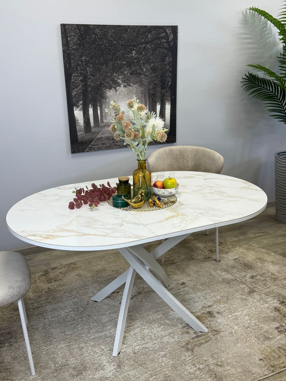 Стол Kenner R1100s, белый/керамика мрамор белый глянец