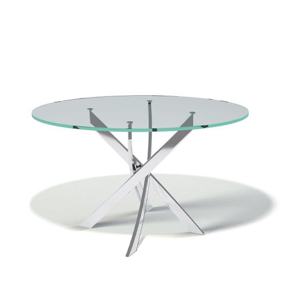 Стол KENNER R1300 хром/стекло прозрачное