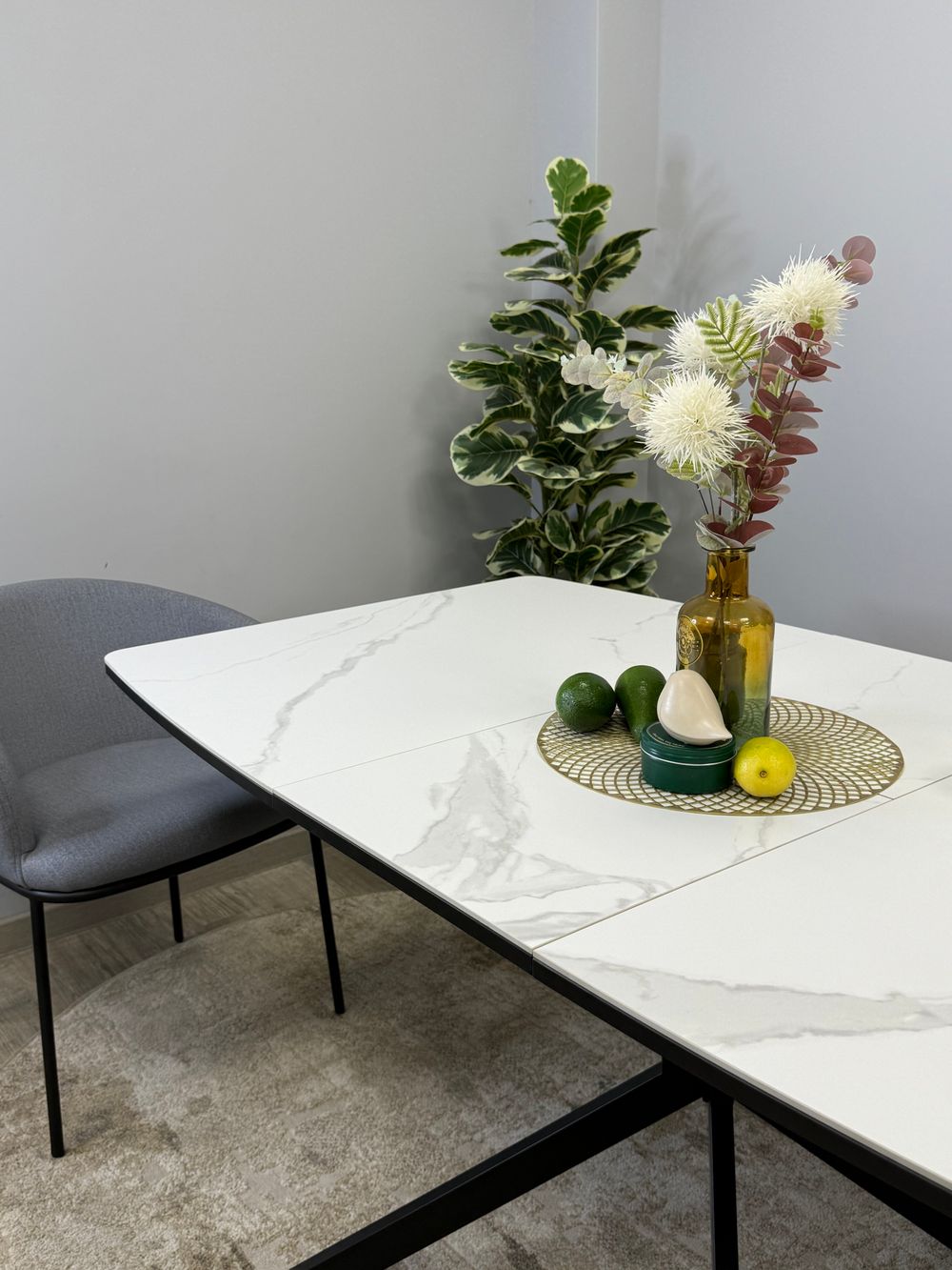 Стол KENNER BR1200 черный/керамика белая