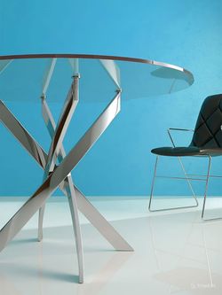 Стол KENNER R1000 хром/стекло прозрачное