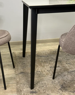 Стол KENNER KR1400 черный/керамика мрамор белый глянец