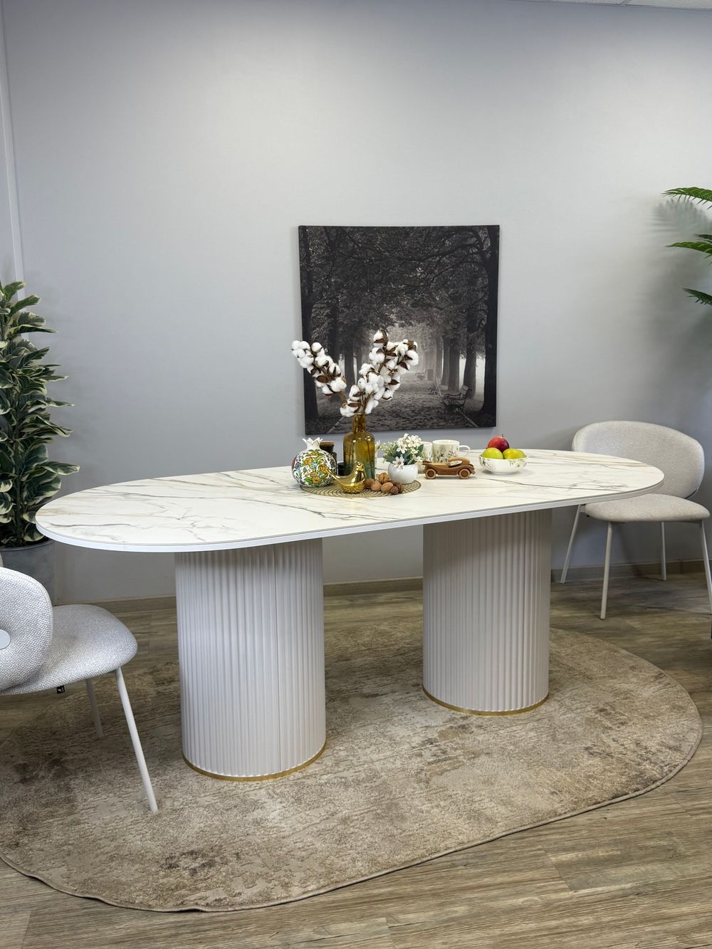 Стол KENNER LD2000 белый/керамика мрамор золотой