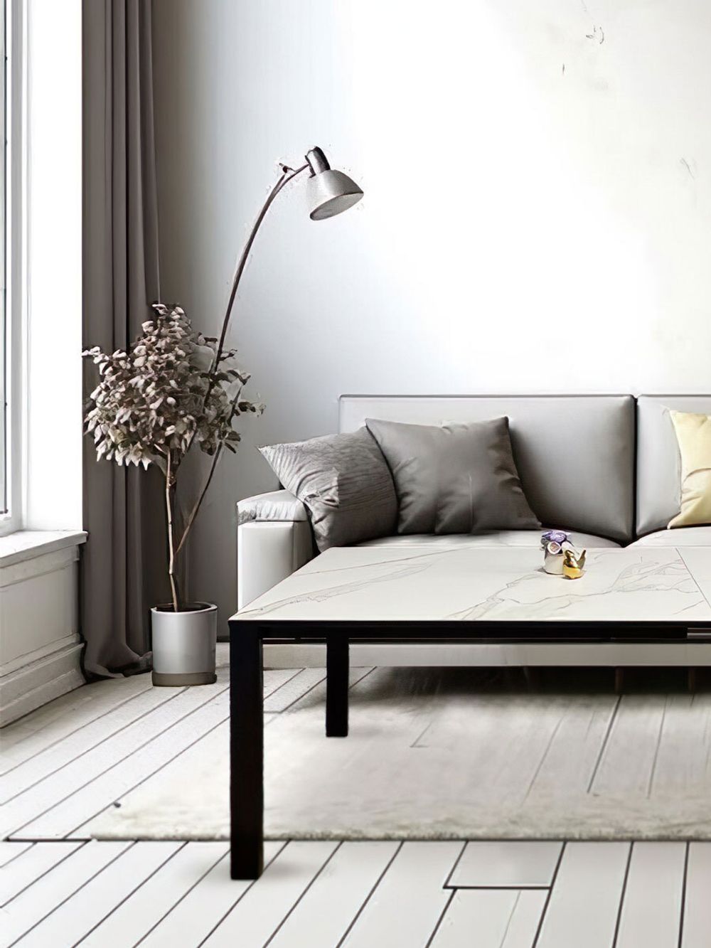 Стол KENNER BL1300 черный/керамика мрамор белый