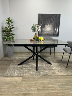 Стол DF1250 черный/керамика серая глянец