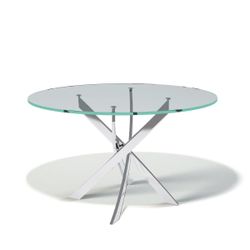 Стол KENNER R1300 хром/стекло прозрачное