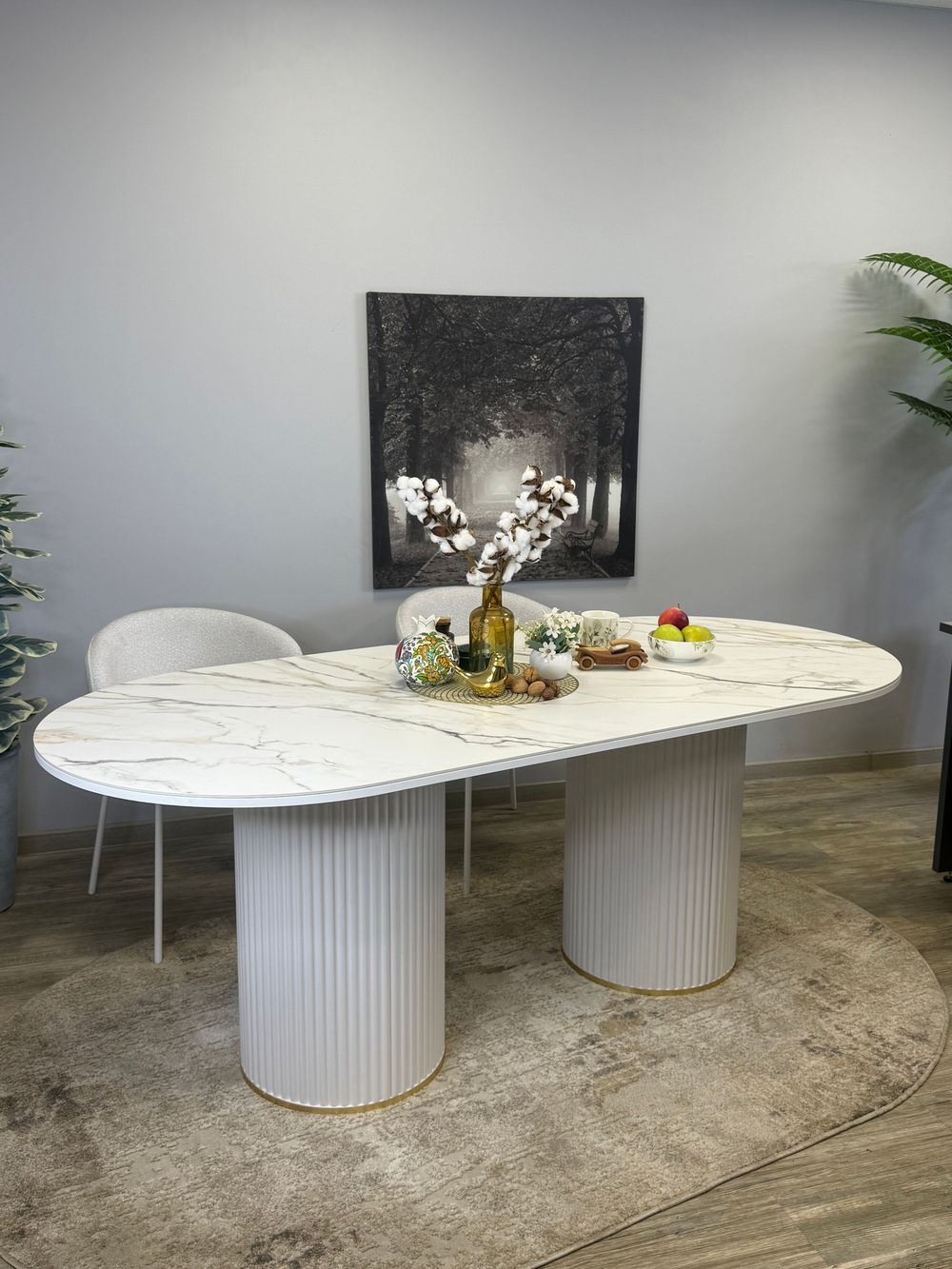 Стол KENNER LD2000 белый/керамика мрамор золотой