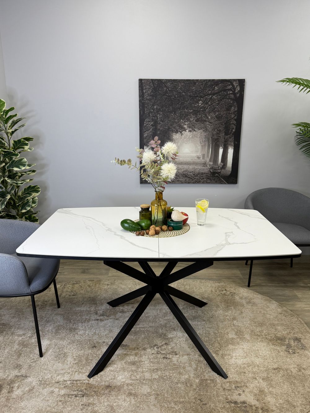 Стол Kenner BR1300, черный/керамика GLORIA WHITE