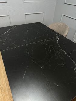 Стол KENNER DC1300 черный/керамика мрамор черный