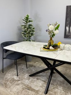 Стол KENNER DF1550 черный/керамика белая глянец