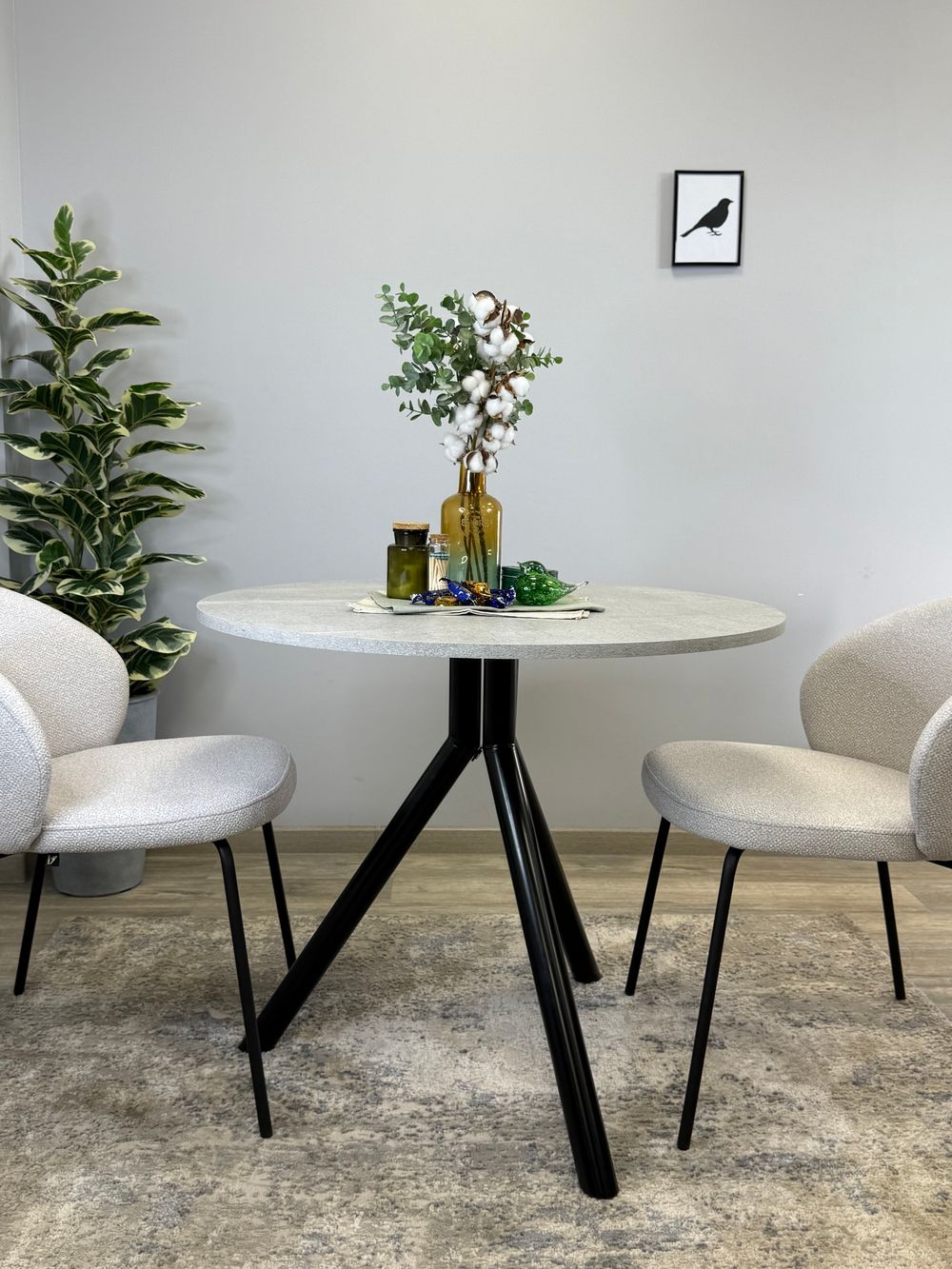 Стол KENNER RR900 черный/мрамор светло-серый