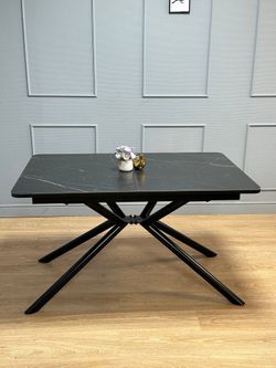 Стол KENNER DC1300 черный/керамика мрамор черный