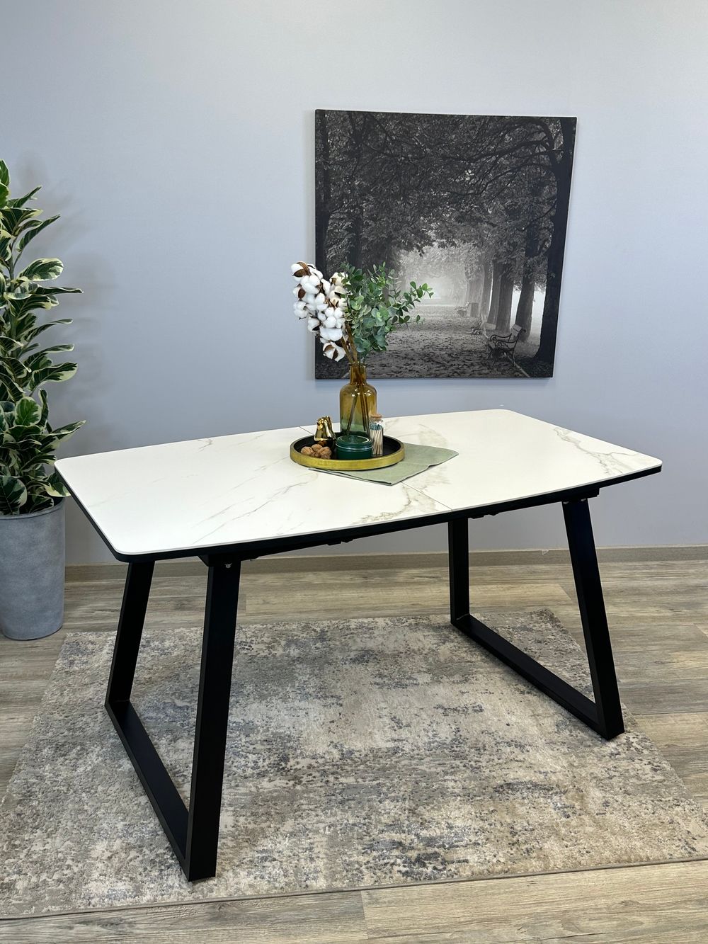 Стол KENNER AZ1400 черный/керамика белая