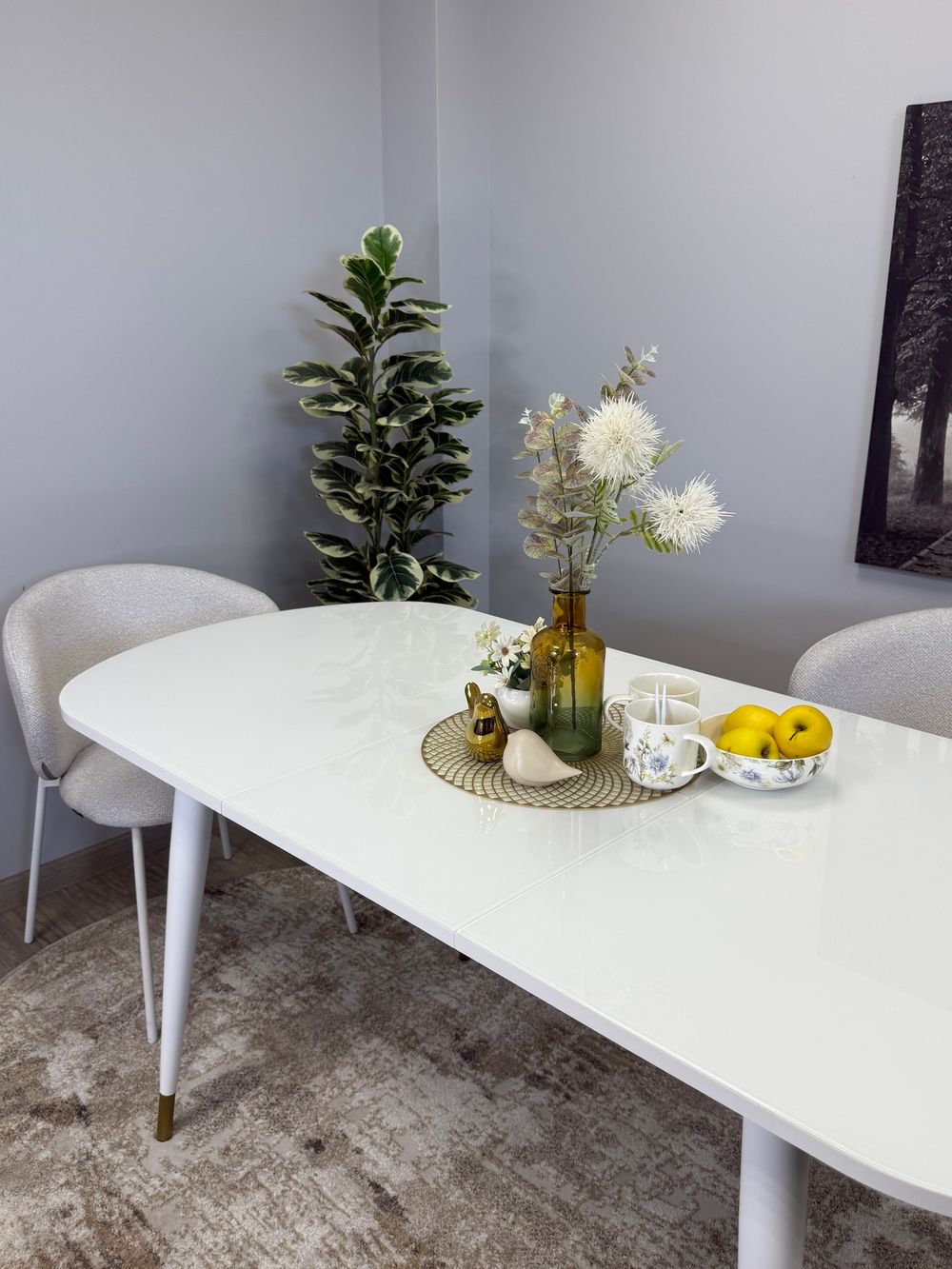 Стол KENNER 1300K белый/стекло белое глянец