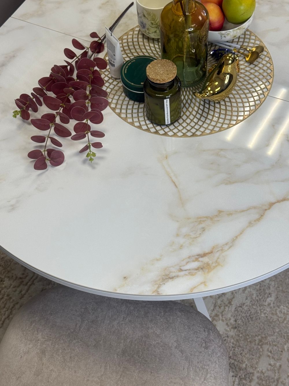 Стол Kenner R1100s, белый/керамика мрамор белый глянец