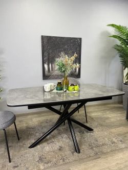 Стол KENNER DF1550 черный/керамика серая глянец