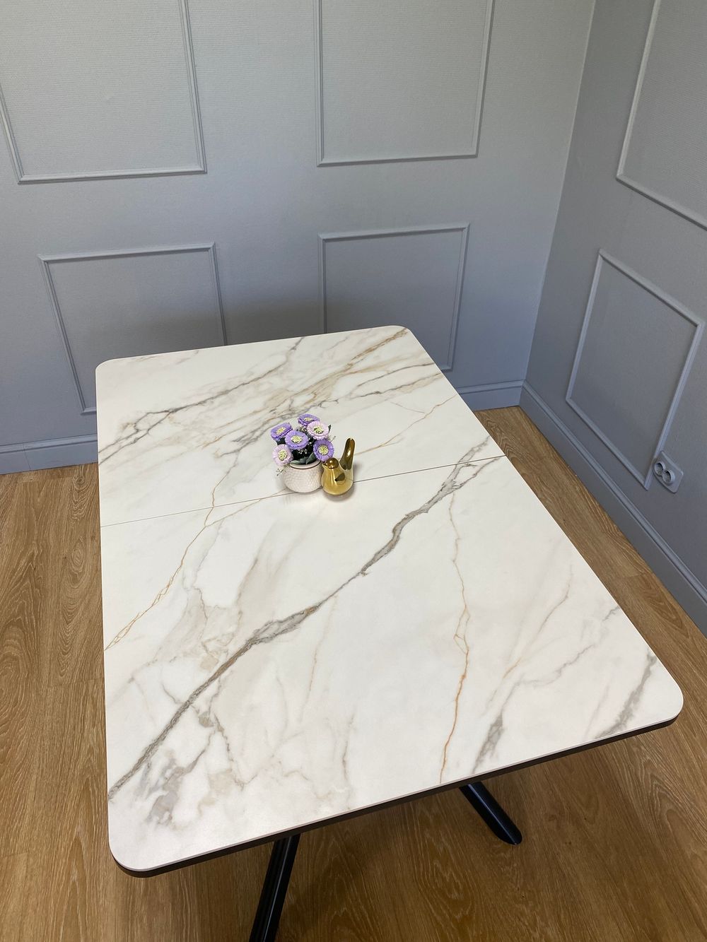 Стол KENNER DK1200 черный/керамика мрамор золотой