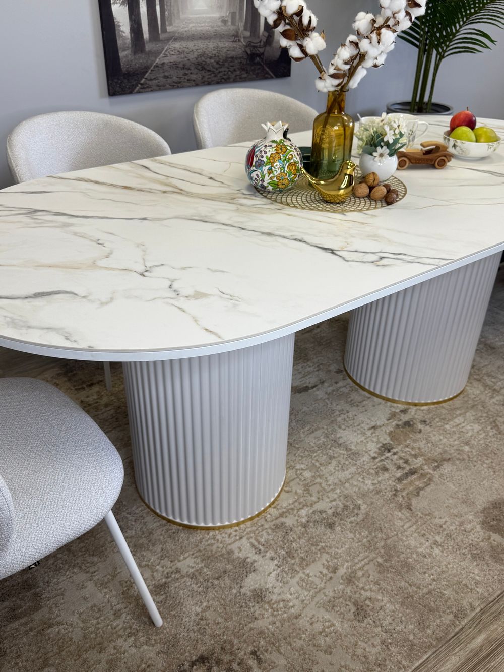 Стол KENNER LD2000 белый/керамика мрамор золотой