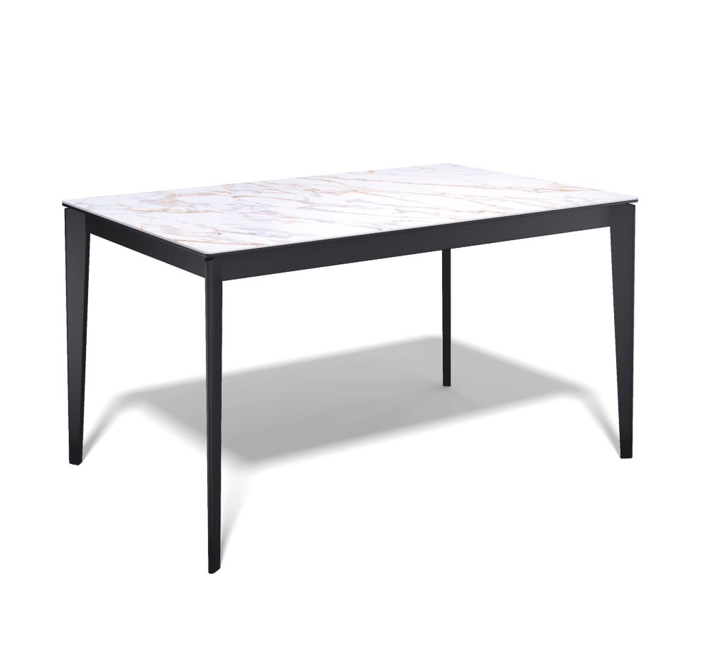 Стол KENNER KR1400 черный/керамика мрамор белый глянец