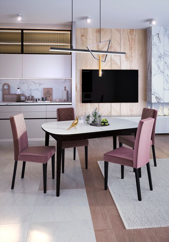 Стол KENNER 1300 М венге/стекло белое глянец