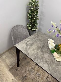 Стол KENNER KR1400 черный/керамика мрамор серый глянец