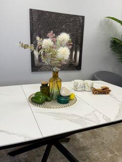 Стол KENNER BR1200 черный/керамика белая