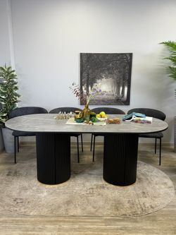 Стол KENNER LD2000 черный/керамика мрамор серый