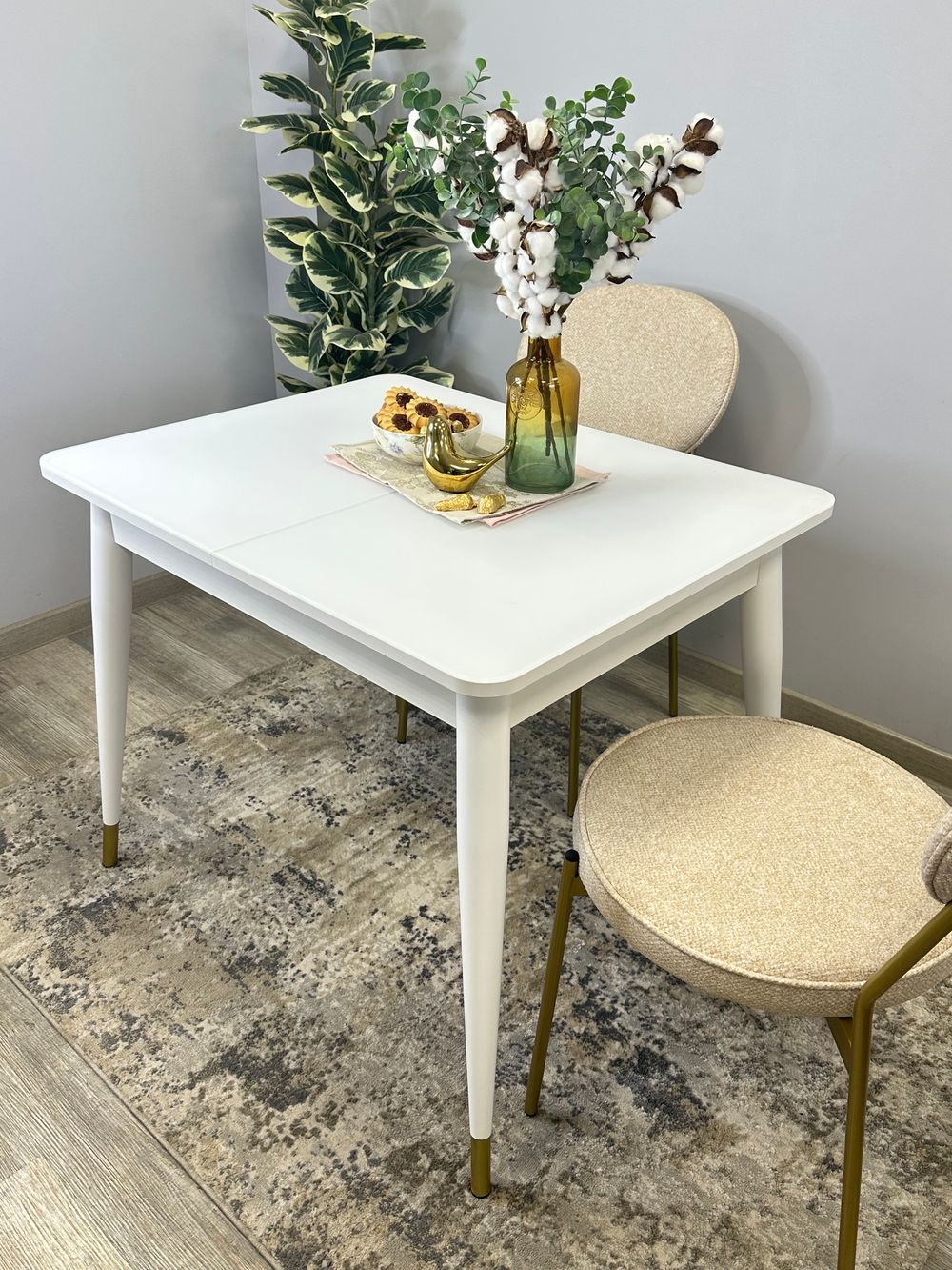 Стол KENNER 900K белый/стекло белое сатин