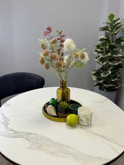 Стол KENNER R1000s черный/керамика мрамор белый