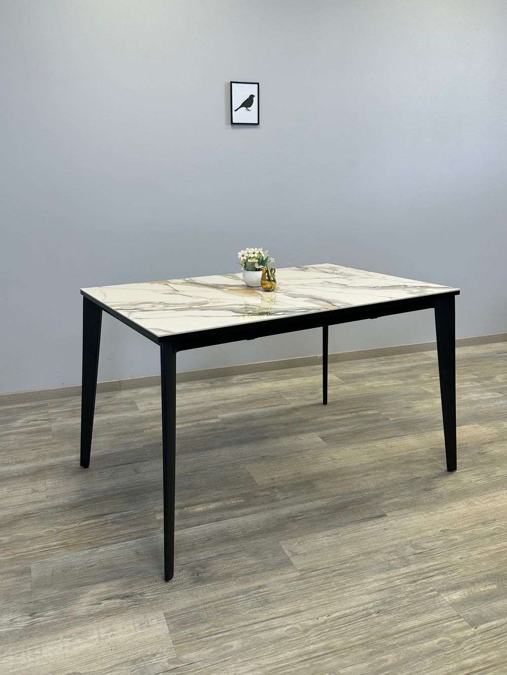 Стол KENNER KR1200 черный/керамика мрамор золотой глянец