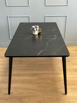 Стол KENNER KS1200 черный/керамика мрамор черный