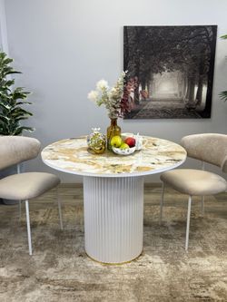 Стол KENNER LD1000 белый/керамика мрамор золотой глянец