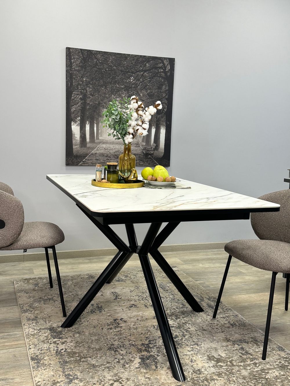 Стол KENNER DM1400 черный/керамика золотая