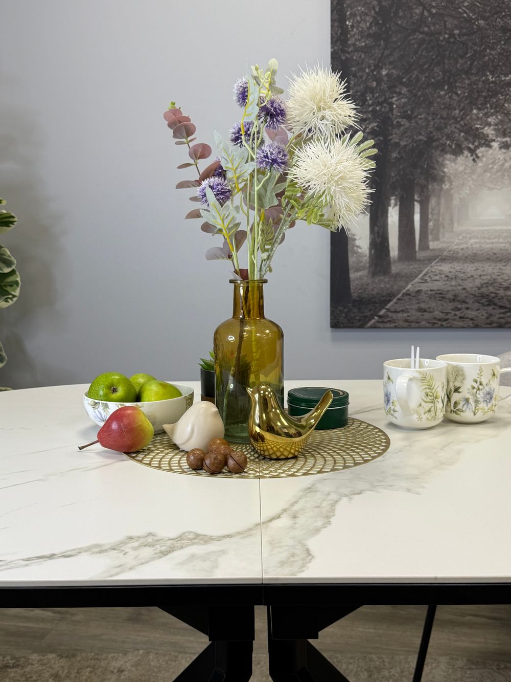 Стол KENNER DO1300 черный/керамика белая