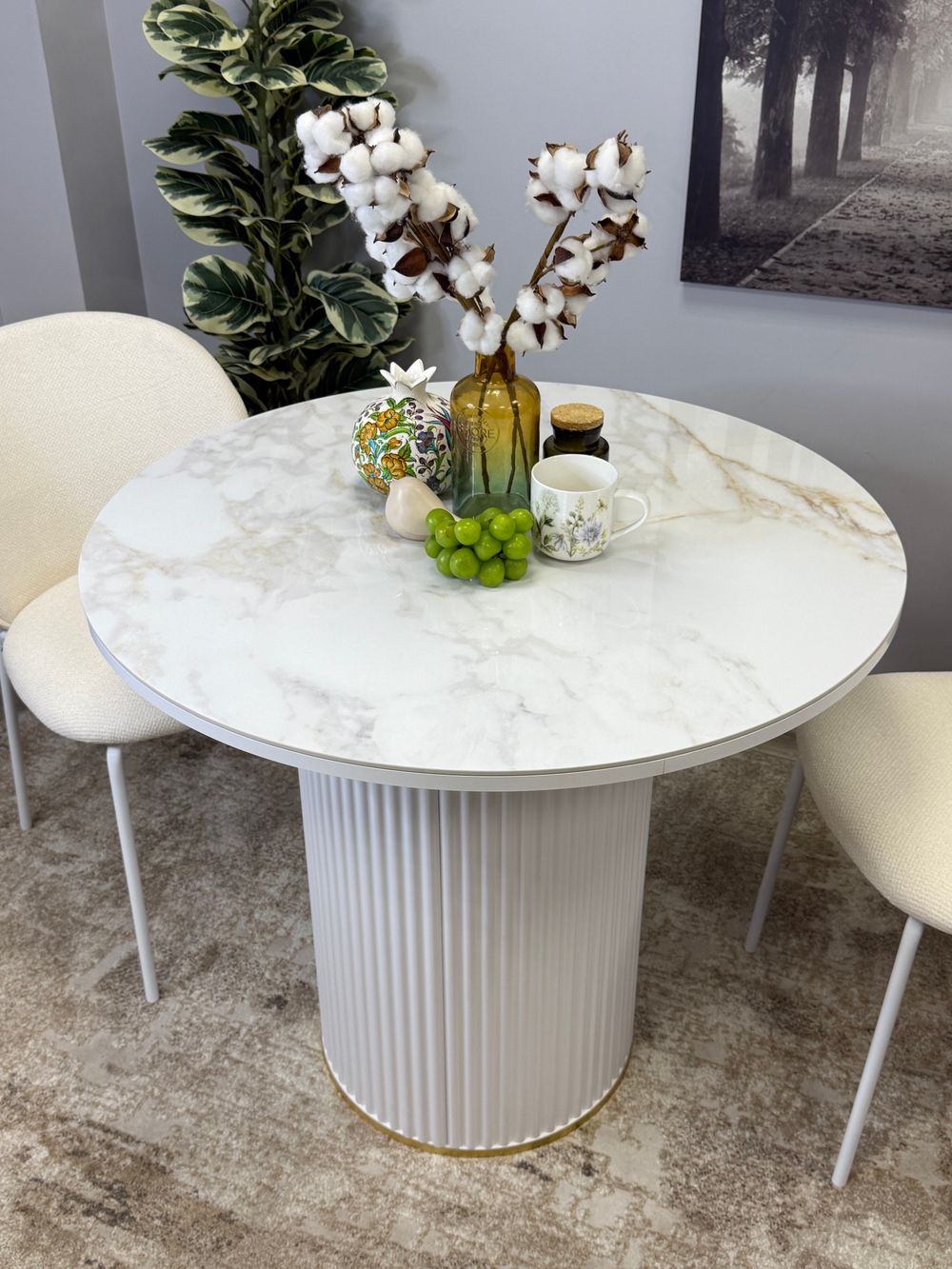 Стол Kenner LD900, белый/керамика мрамор белый глянец